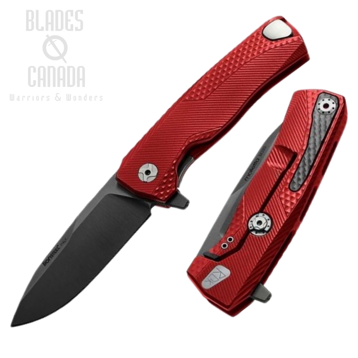 Lion Steel ROK A RB ROK Flipper Framelock Knife, M390 Black, Aluminum Red RO A RB